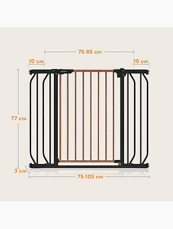 Barreira de segurança para bebés LIONELO Truus – 75–105 cm – Fixação por pressão – Sem perfuração