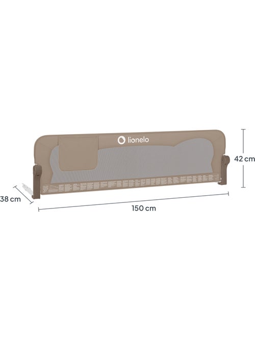 Barreira para berço LIONELO Eva - 150 cm - Proteção anti-queda - Rede ventilada dobrável - Kiabi