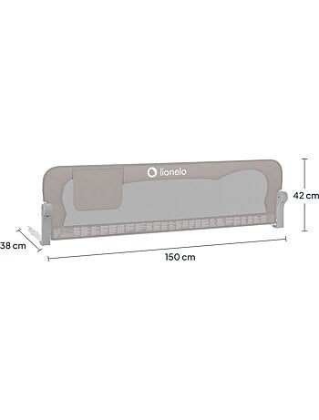 Barreira para berço LIONELO Eva - 150 cm - Proteção anti-queda - Rede ventilada dobrável