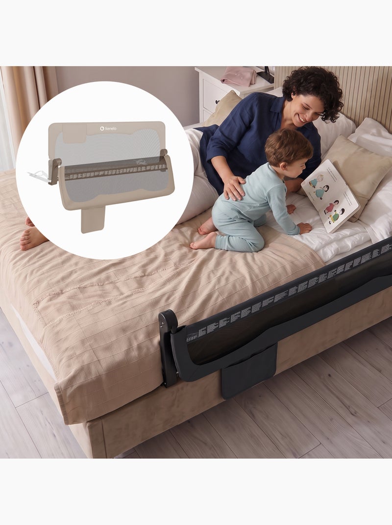 Barreira para berço LIONELO Hanna - 150 x 65 cm - Dobrável - Proteção anti-queda - Rede ventilada Bege - Kiabi