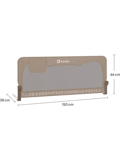 Barreira para berço LIONELO Hanna - 150 x 65 cm - Dobrável - Proteção anti-queda - Rede ventilada - Kiabi