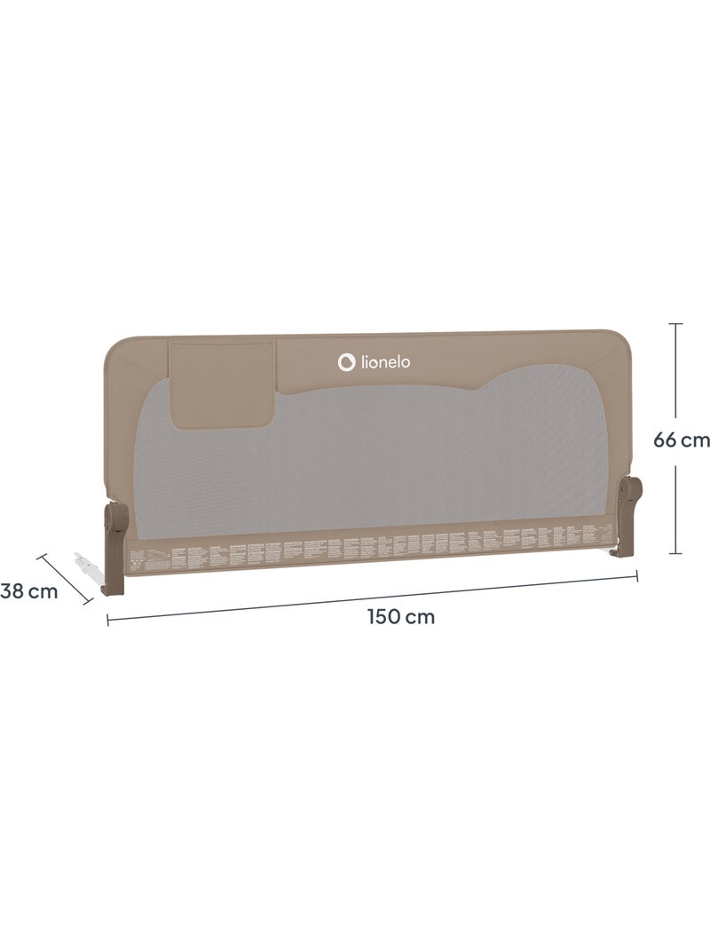 Barreira para berço LIONELO Hanna - 150 x 65 cm - Dobrável - Proteção anti-queda - Rede ventilada Bege - Kiabi