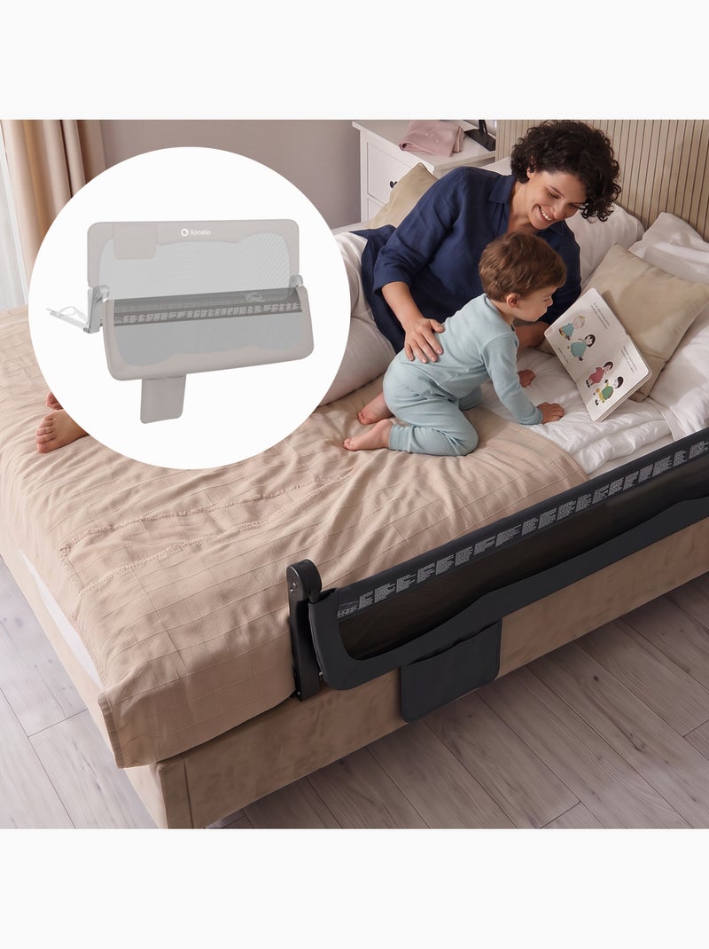 Barreira para berço LIONELO Hanna - 150 x 65 cm - Dobrável - Proteção anti-queda - Rede ventilada Cinza - Kiabi