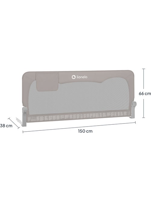 Barreira para berço LIONELO Hanna - 150 x 65 cm - Dobrável - Proteção anti-queda - Rede ventilada - Kiabi