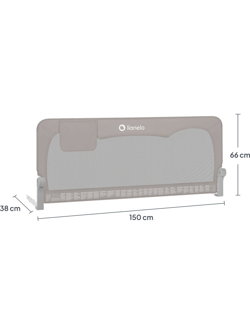 Barreira para berço LIONELO Hanna - 150 x 65 cm - Dobrável - Proteção anti-queda - Rede ventilada Cinza - Kiabi
