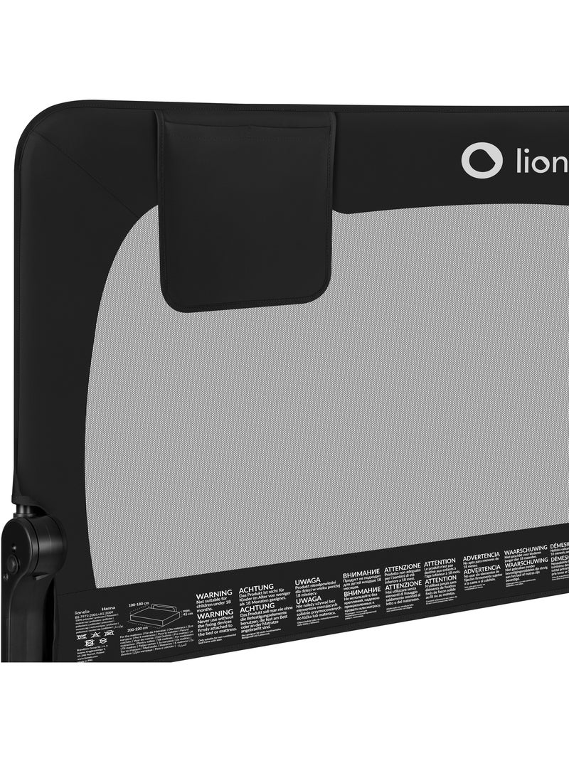 Barreira para berço LIONELO Hanna - 150 x 65 cm - Dobrável - Proteção anti-queda - Rede ventilada Preto - Kiabi