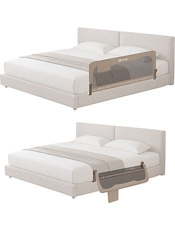 Barreira para berço LIONELO Hanna - 150 x 66 cm - Dobrável - Proteção anti-queda - Rede ventilada