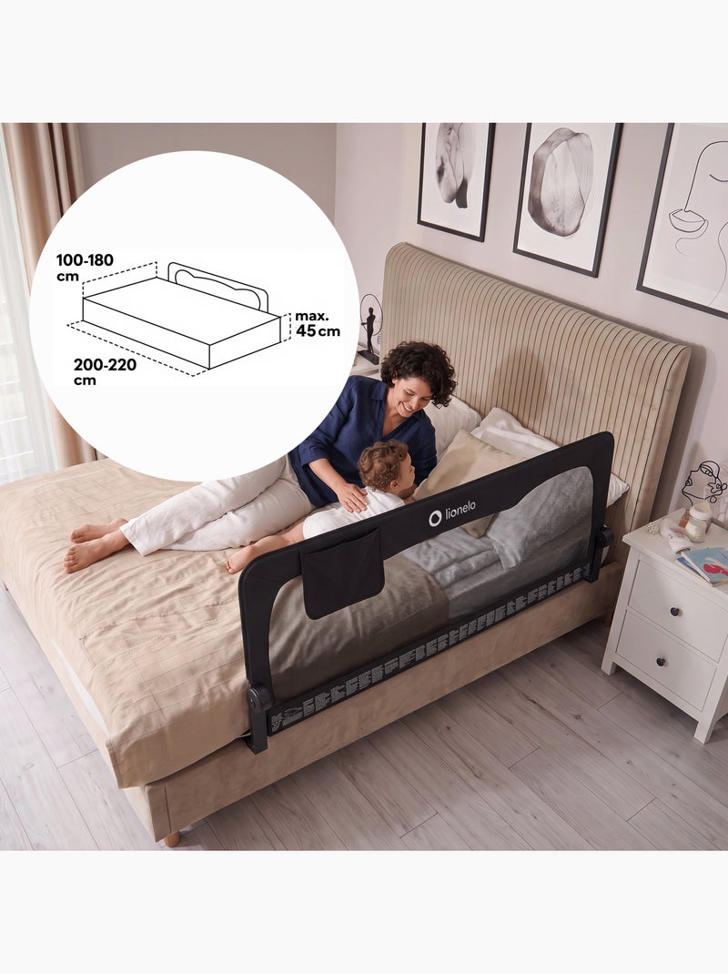 Barreira para berço LIONELO Hanna - 150 x 66 cm - Dobrável - Proteção anti-queda - Rede ventilada Bege - Kiabi