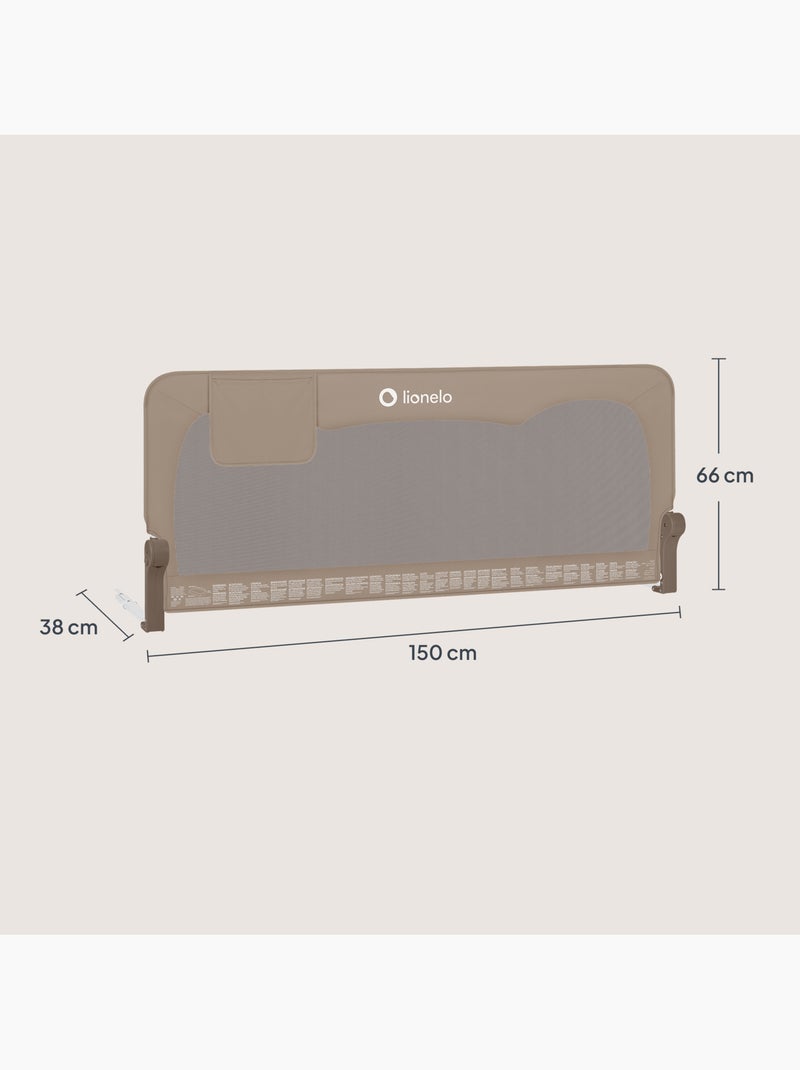 Barreira para berço LIONELO Hanna - 150 x 66 cm - Dobrável - Proteção anti-queda - Rede ventilada Bege - Kiabi