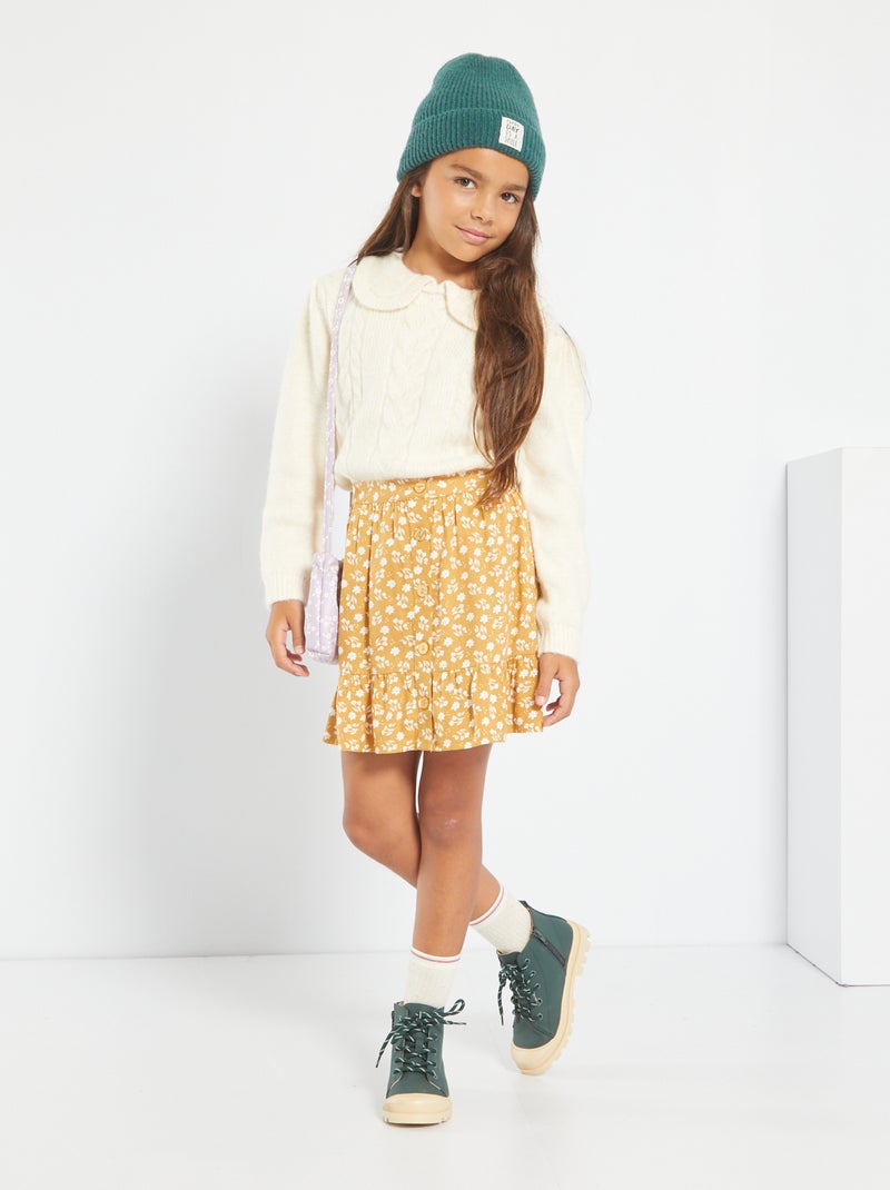 Base evasé e com folhos AMARELO - Kiabi