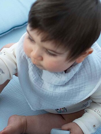 Bavoir bandana bébé gaze de coton -> babete bandana bebê em gaze de algodão