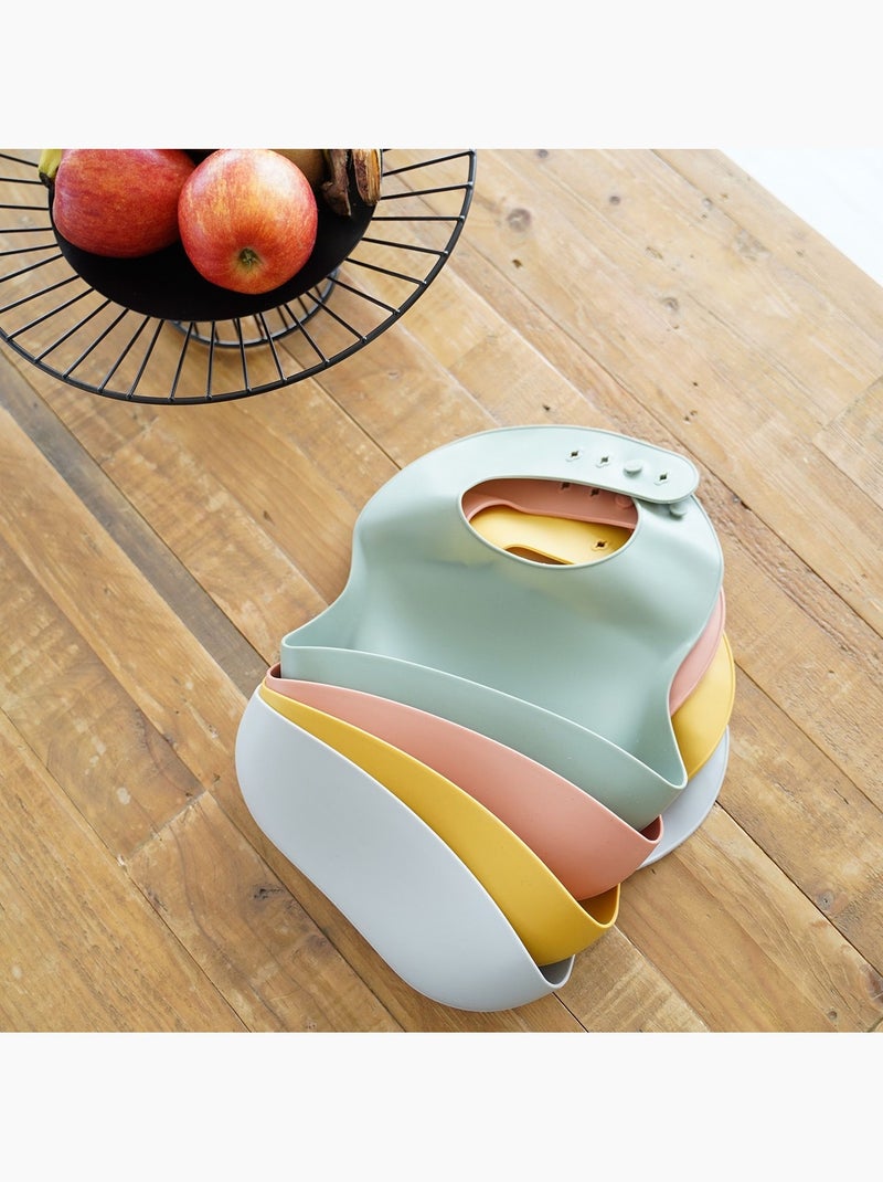 Bavoira de silicone thermobaby com bolso apanhador e fecho ajustável Laranja - Kiabi
