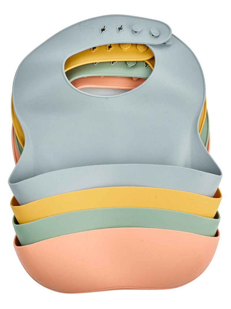 Bavoira de silicone thermobaby com bolso apanhador e fecho ajustável Laranja - Kiabi