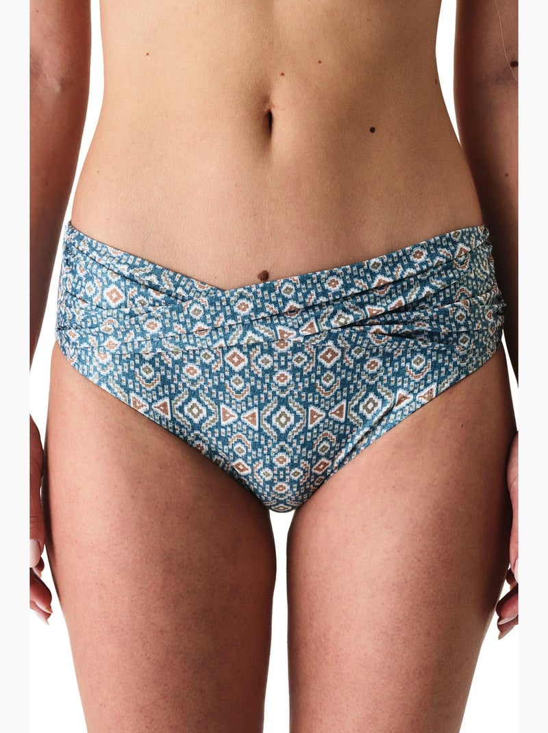 Beatriz burgu cueca de biquíni com padrão étnico e cintura média penti Azul Branco - Kiabi