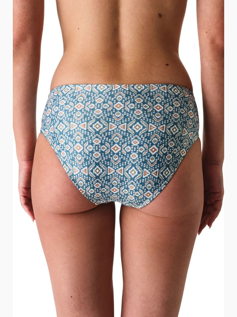 Beatriz burgu cueca de biquíni com padrão étnico e cintura média penti Azul Branco - Kiabi