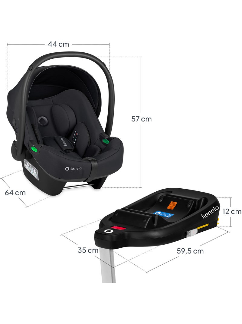 Bebê-conforto com base ISOFIX – LIONELO Astrid i-Size – Premiado pela ADAC – Cadeira auto 40–87 cm Preto Preto - Kiabi