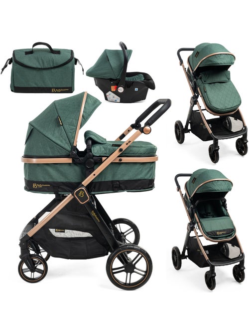 Bebelissimo - carrinho combinado trio 3 em 1 - cadeira auto 0+ iris – alcofa - Kiabi