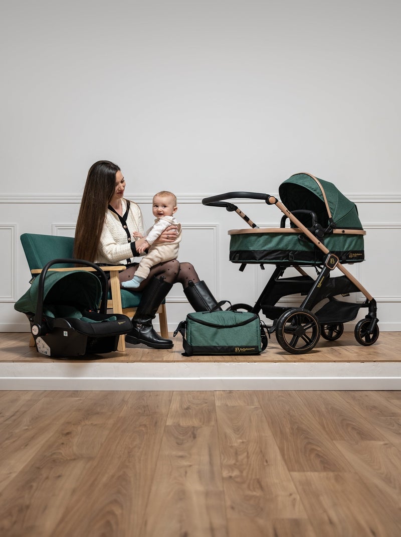 Bebelissimo - carrinho combinado trio 3 em 1 - cadeira auto 0+ iris – alcofa Verde - Kiabi