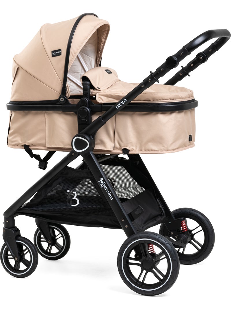 Bebelissimo - carrinho combinado trio 3 em 1 - cadeira auto 0+ nicea – alcofa Bege - Kiabi