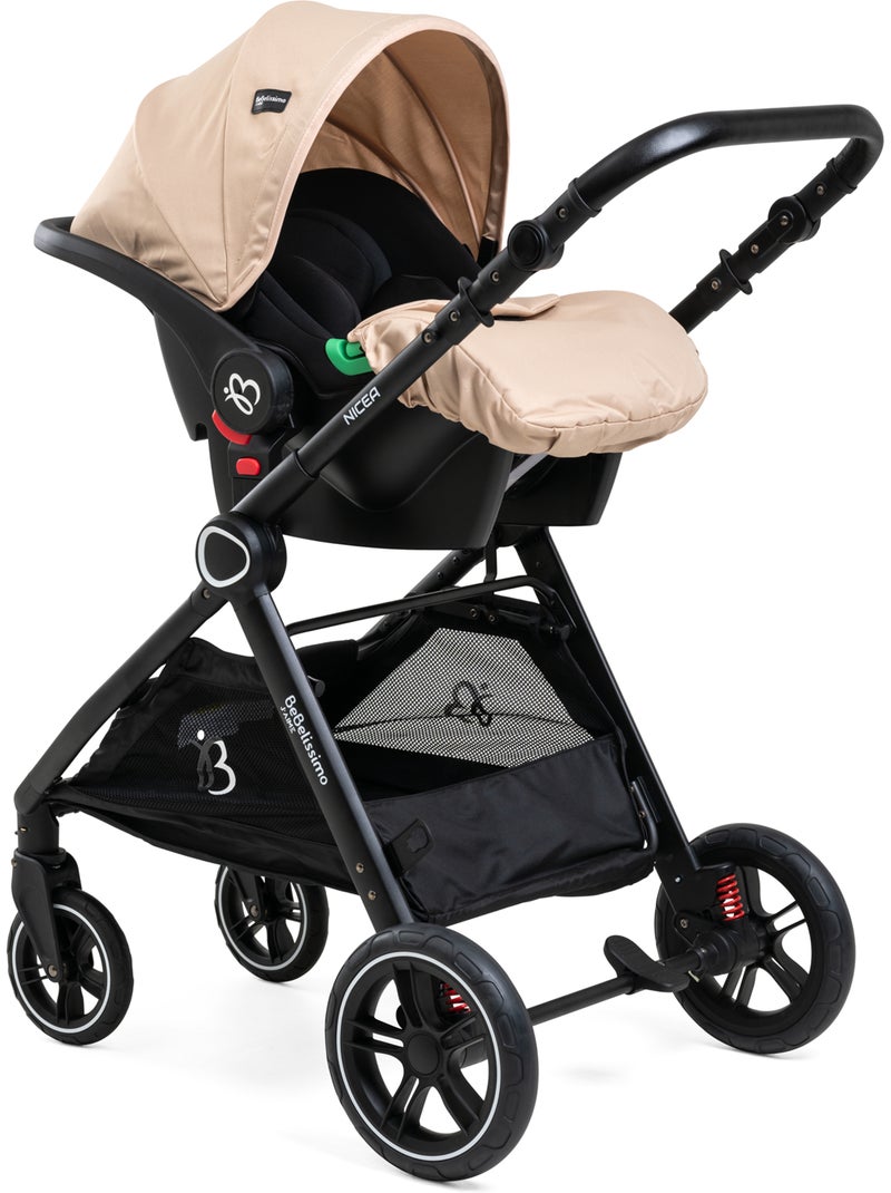 Bebelissimo - carrinho combinado trio 3 em 1 - cadeira auto 0+ nicea – alcofa Bege - Kiabi