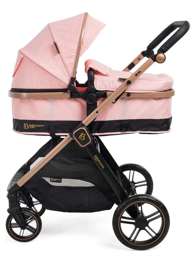Bebelissimo - carrinho de bebé combinado trio 3 em 1 - cadeira auto 0+ iris – alcofa Rosa - Kiabi
