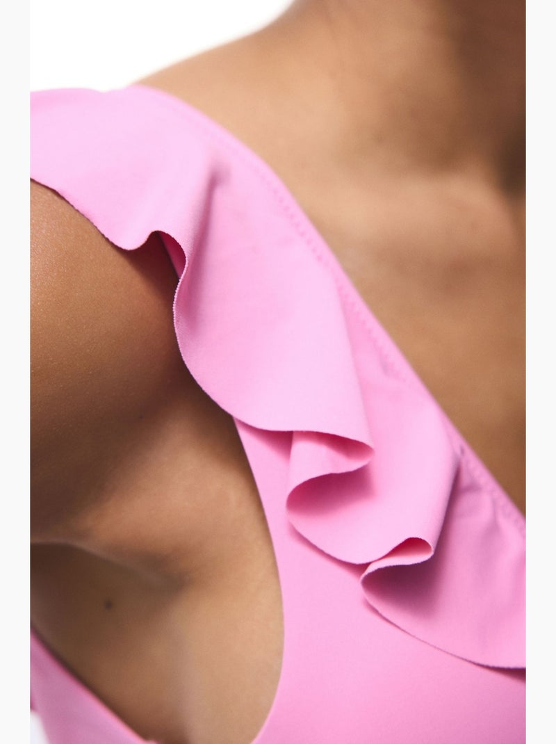 Begonia top de biquíni com folhos penti Rosa-fluo/Solinotes - Kiabi