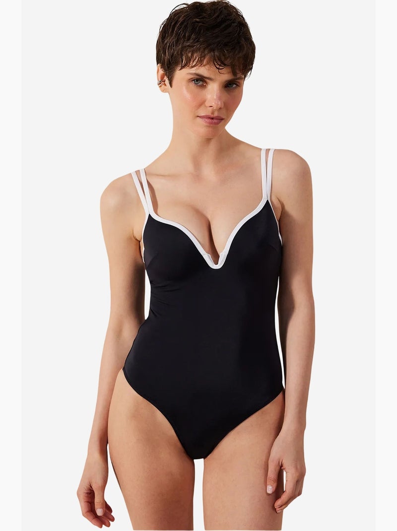 Belluga fato de banho push up penti Preto Branco - Kiabi