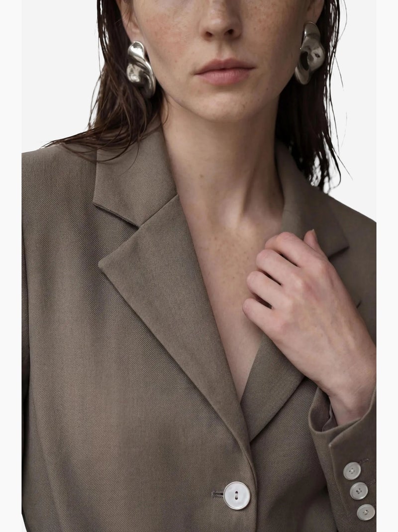 Belted crepe blazer jacket my fashion Cáqui - Kiabi