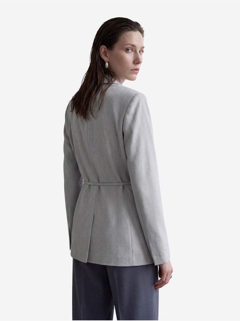 Belted crepe blazer jacket my fashion Cinza - Kiabi