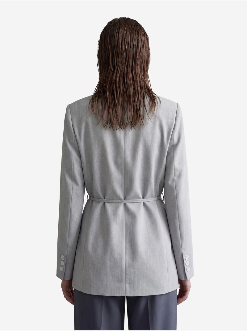 Belted crepe blazer jacket my fashion Cinza - Kiabi