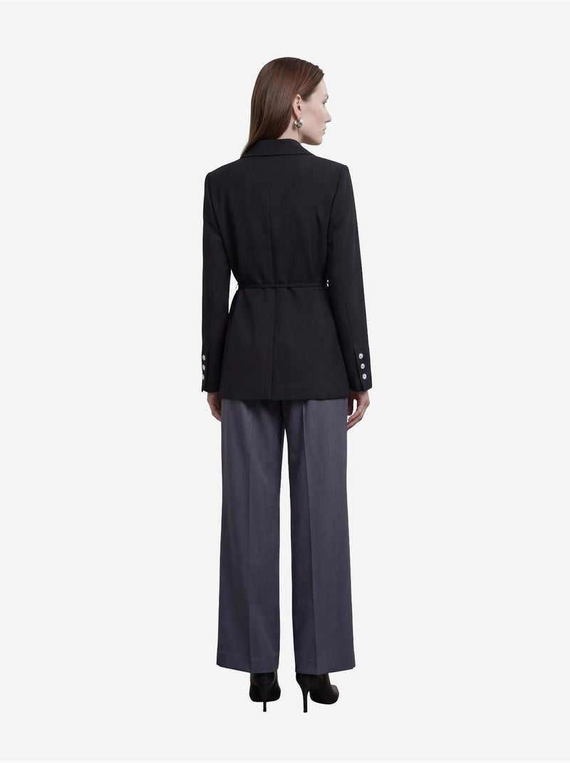 Belted crepe blazer jacket my fashion Preto - Kiabi