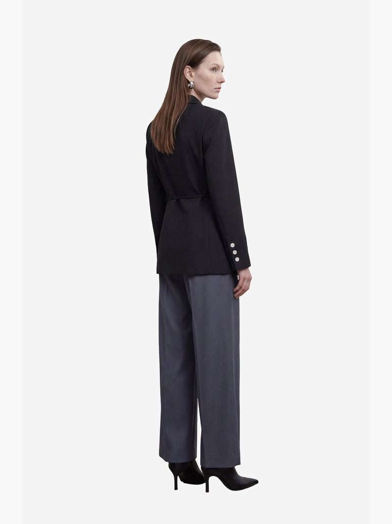 Belted crepe blazer jacket my fashion Preto - Kiabi