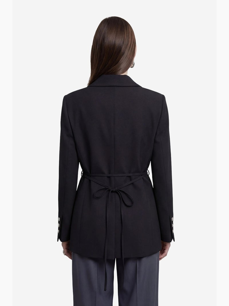Belted crepe blazer jacket my fashion Preto - Kiabi