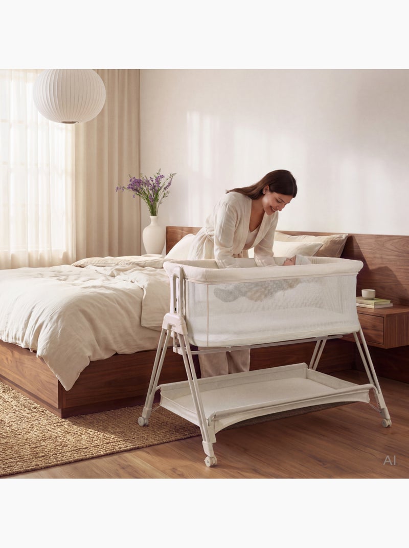 Berço co-sleeper 3em1 lionelo luna - berço - regulável em altura e inclinação - colchão incluído Branco - Kiabi