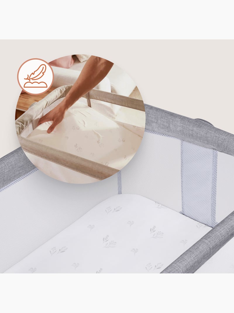 Berço Co-Sleeper 3em1 LIONELO Luna - Berço - Regulável em Altura e Inclinação - Colchão Incluído Cinza - Kiabi