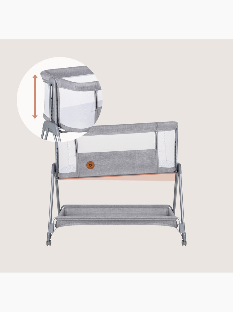 Berço Co-Sleeper 3em1 LIONELO Luna - Berço - Regulável em Altura e Inclinação - Colchão Incluído Cinza - Kiabi
