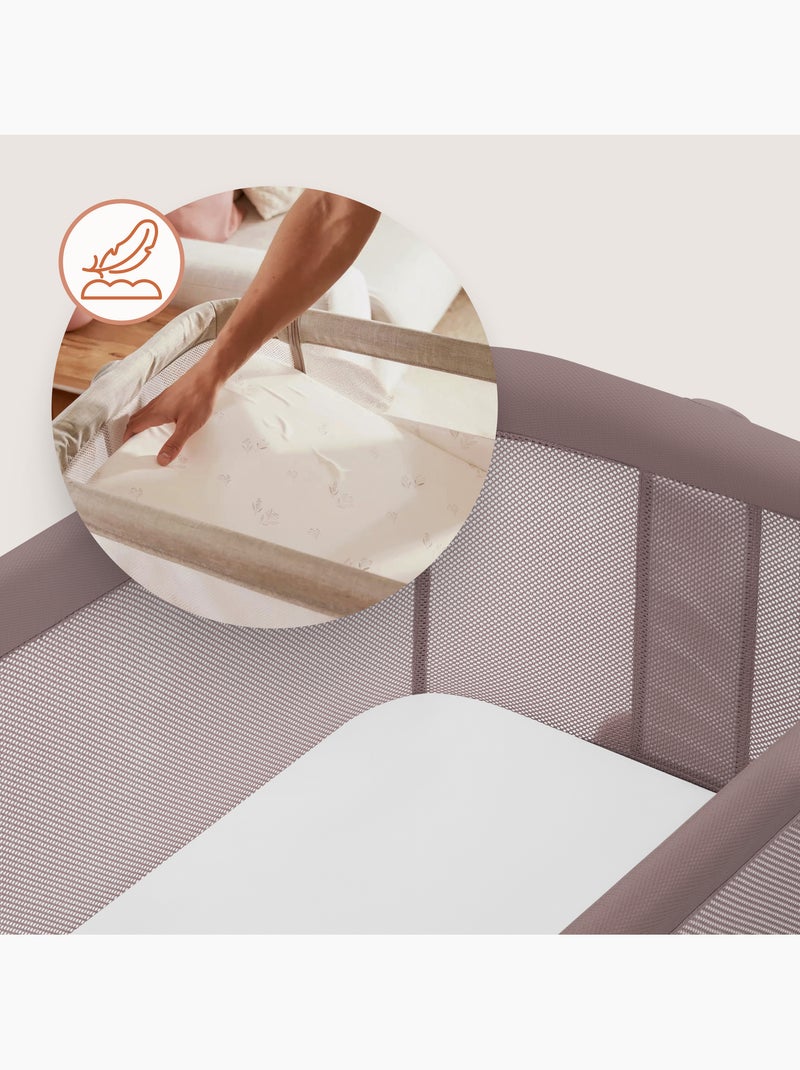 Berço Co-Sleeper 3em1 LIONELO Luna - Berço - Regulável em Altura e Inclinação - Colchão Incluído Toupe - Kiabi