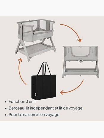 Berço co-sleeper 4em1 lionelo luna - berço - regulável em altura e inclinação - colchão incluído