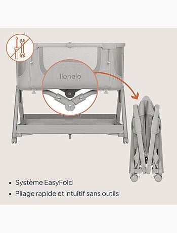 Berço co-sleeper 4em1 lionelo luna - berço - regulável em altura e inclinação - colchão incluído