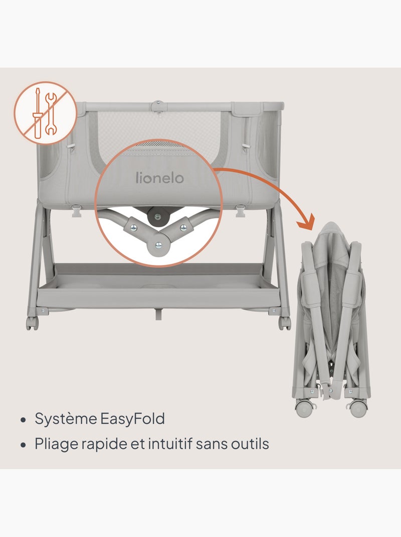 Berço co-sleeper 4em1 lionelo luna - berço - regulável em altura e inclinação - colchão incluído Cinza-cinza - Kiabi