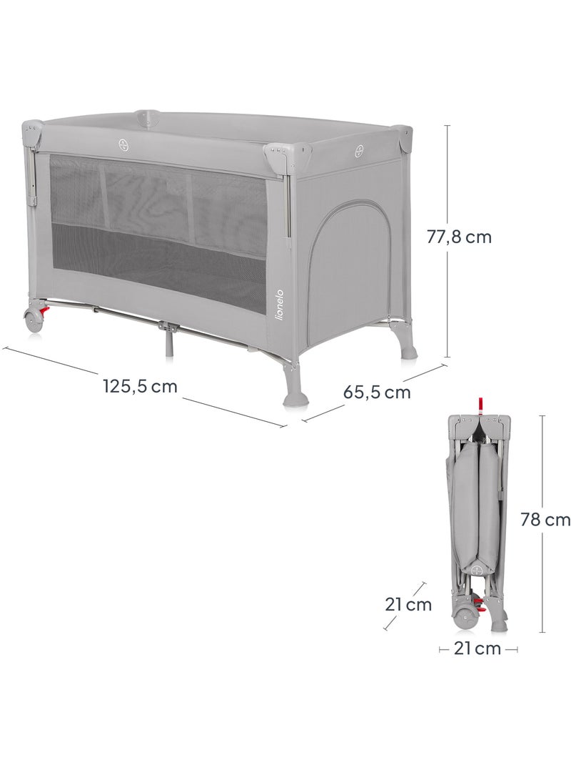 Berço co-sleeping 3 em 1 LIONELO Ellen – Berço de viagem – Parque infantil Cinza - Kiabi