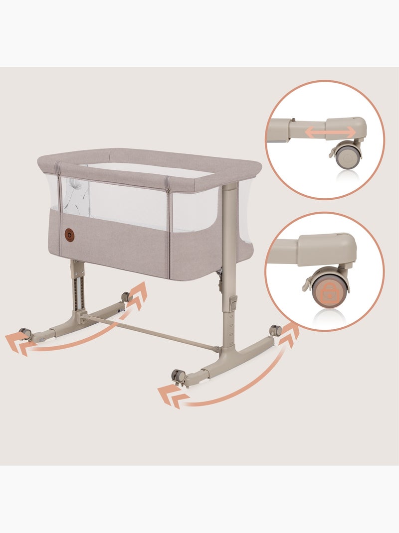 Berço Co-Sleeping 3em1 LIONELO Aurora - Berço de Bebé Regulável - Colchão - Mala Bege - Kiabi