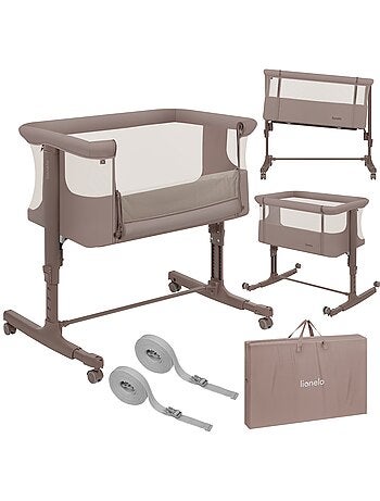 Berço Co-Sleeping 3em1 LIONELO Aurora - Berço de Bebé Regulável - Colchão - Mala