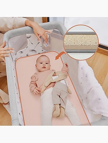Berço Co-Sleeping 3em1 LIONELO Aurora - Berço de Bebé Regulável - Colchão - Mala