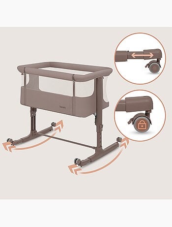Berço Co-Sleeping 3em1 LIONELO Aurora - Berço de Bebé Regulável - Colchão - Mala