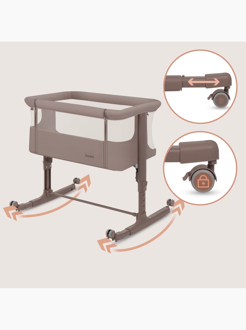 Berço Co-Sleeping 3em1 LIONELO Aurora - Berço de Bebé Regulável - Colchão - Mala Bege concha - Kiabi