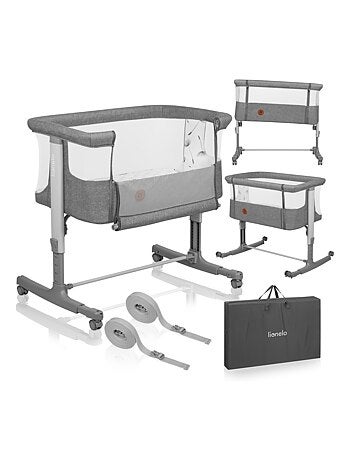 Berço Co-Sleeping 3em1 LIONELO Aurora - Berço de Bebé Regulável - Colchão - Mala