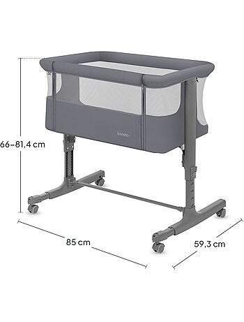 Berço Co-Sleeping 3em1 LIONELO Aurora - Berço de Bebé Regulável - Colchão - Mala