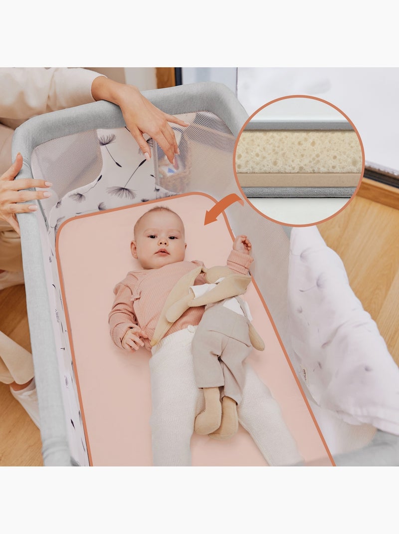 Berço Co-Sleeping 3em1 LIONELO Aurora - Berço de Bebé Regulável - Colchão - Mala Verde - Kiabi