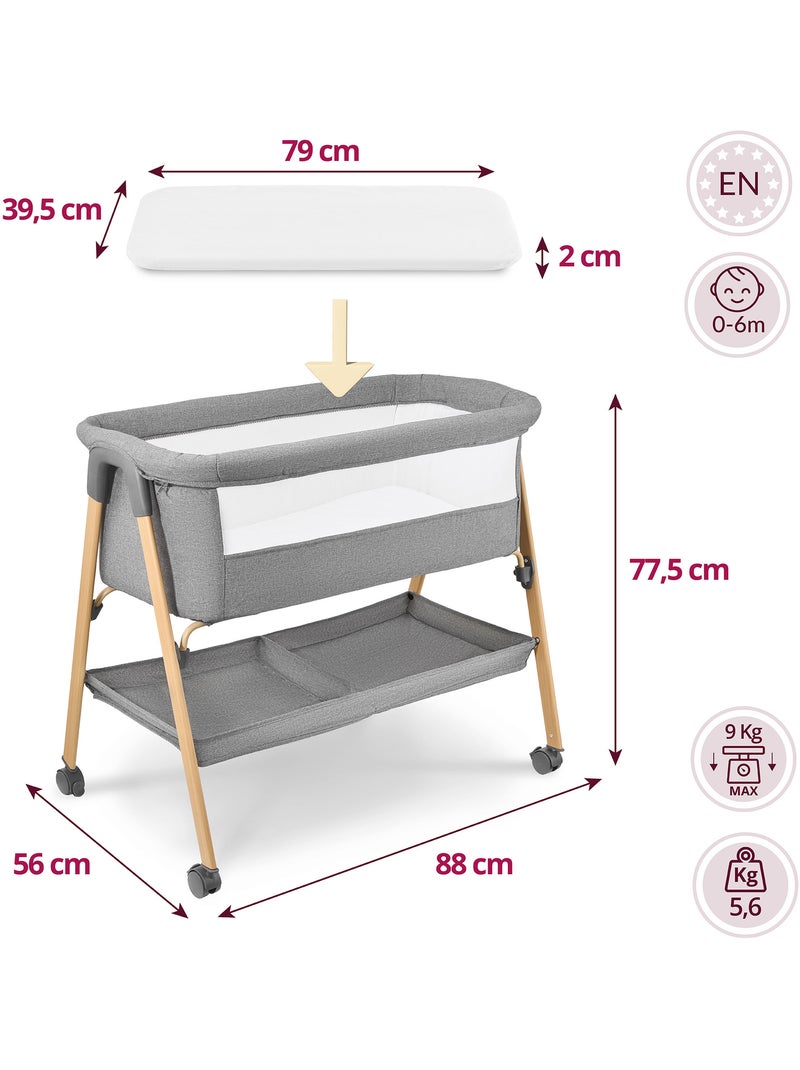 Berço de bebé autónomo 2 em 1 com colchão – berço de viagem e co-sleeping Cinza - Kiabi
